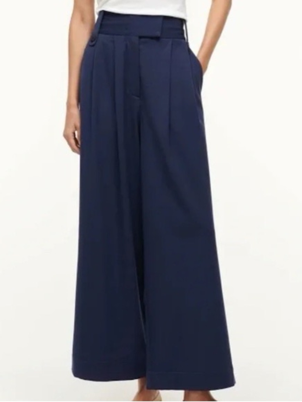 STAUD Navy Ruth Trouser, wide leg